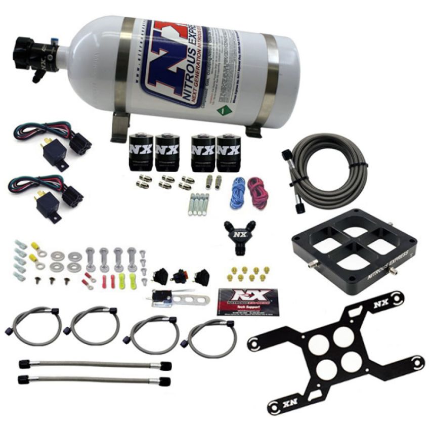 Nitrous Express 66047-10 DOMINATOR DUAL STAGE BILLET CROSSBAR, (50-300 & 100-500HP) WITH 10LB BOTTLE.