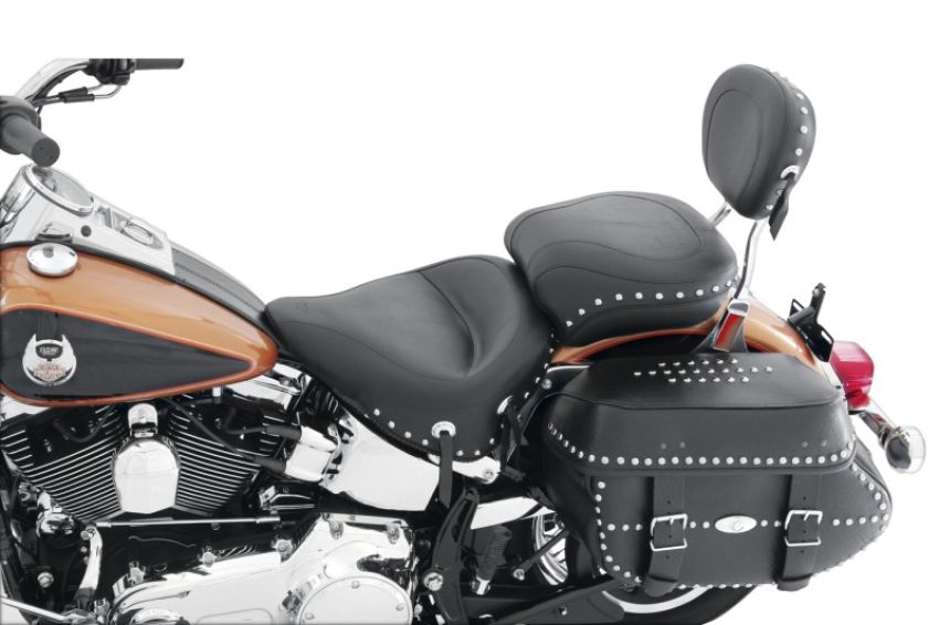 Mustang Motorcycle 76243 Mustang 06-17 Harley Softail Wide Tire (200mm) Std Touring,Wide Touring Pass Seat w/Studs - Black