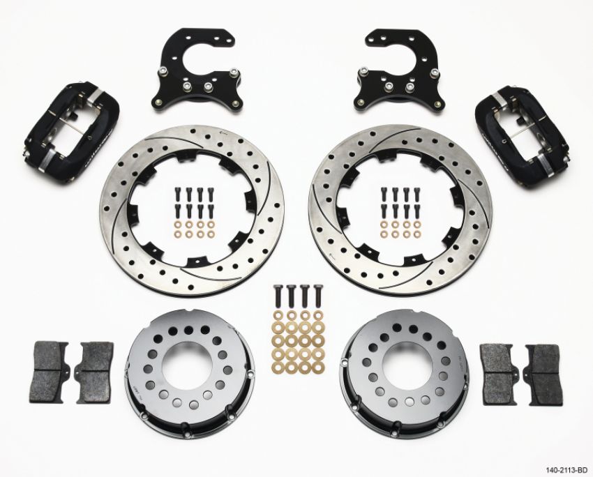 Wilwood 140-2113-BD Forged Dynalite P/S Rear Kit Drilled Rotor Small Ford 2.66in Offset