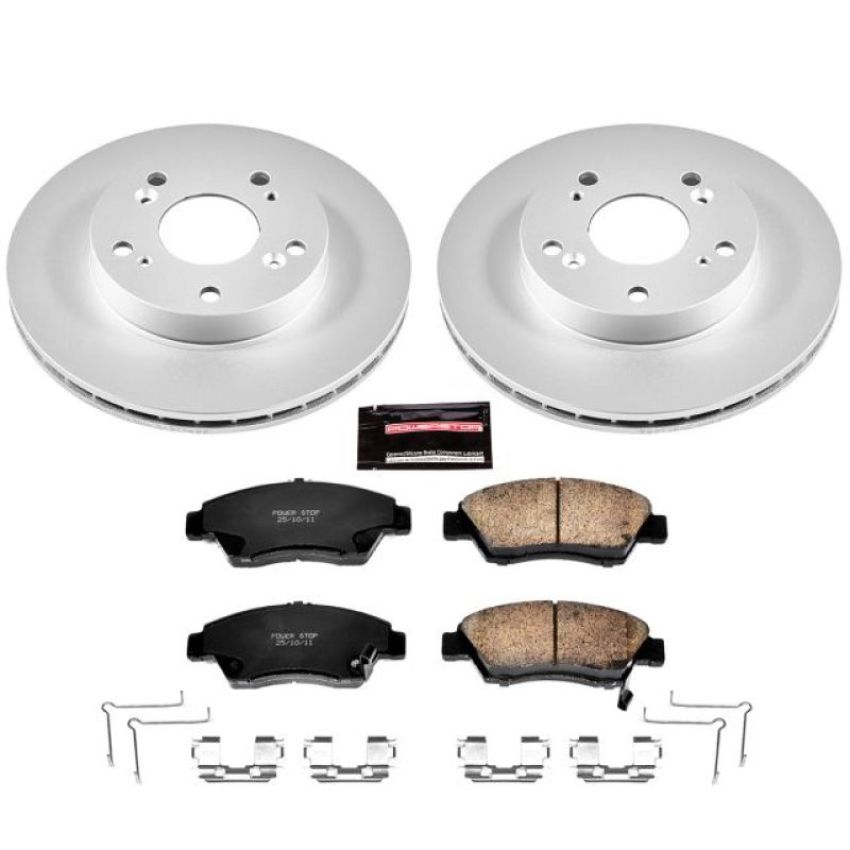 PowerStop CRK2389 Genuine Geomet Coated Rotor and Low-Dust Ceramic Brake Pad Kit