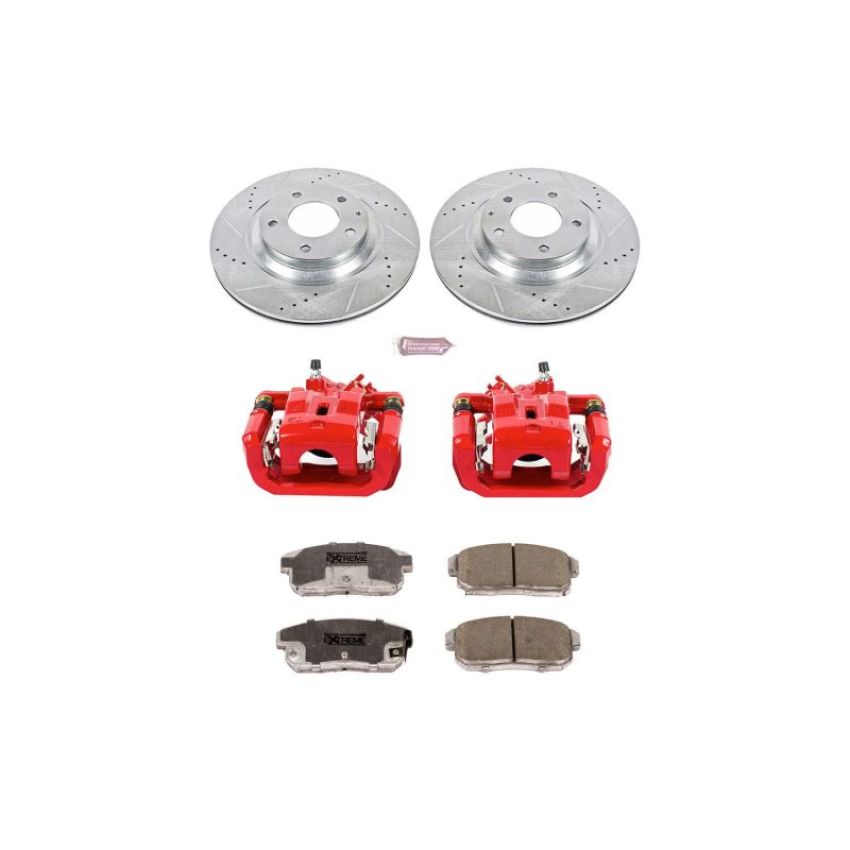PowerStop KC3146-26 Z26 Street Performance Ceramic Brake Pad, Drilled Slotted Rotor, and Caliper Kit