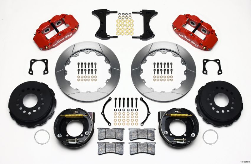 Wilwood 140-9215-R Narrow Superlite 4R Rear P-Brk Kit 12.88in Red Chevy 12 Bolt-Spec 3.15in Brng