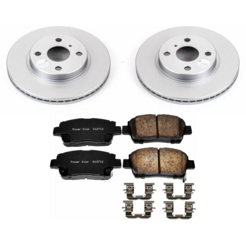 PowerStop CRK109 Genuine Geomet Coated Rotor and Low-Dust Ceramic Brake Pad Kit