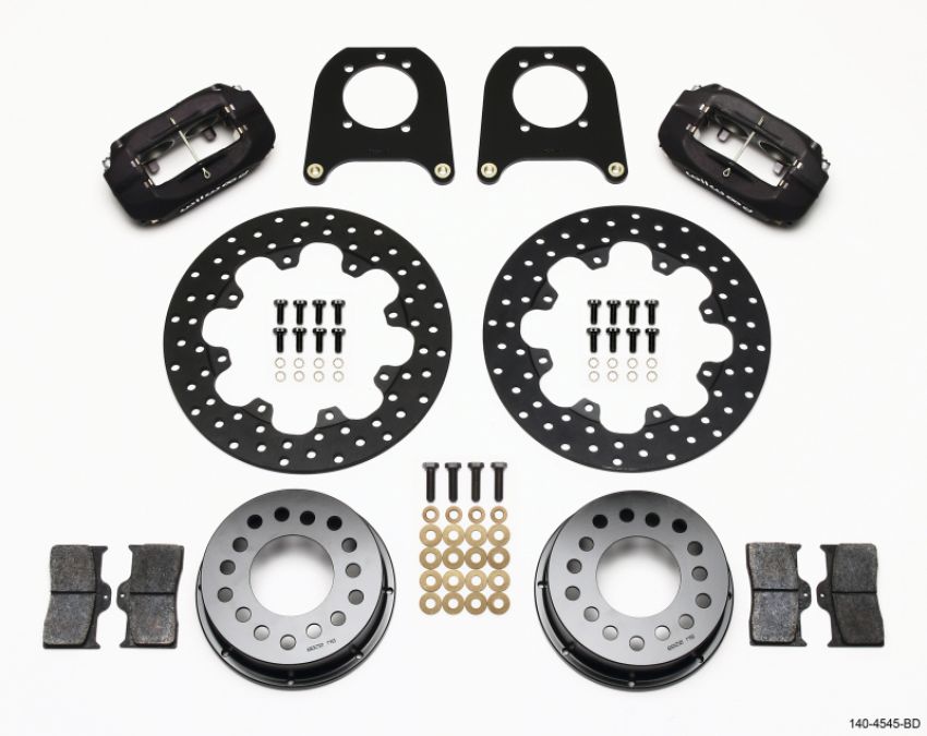 Wilwood 140-4545-BD Forged Dynalite Rear Drag Kit Drilled Rotor Chev 12 Bolt w/Clip Eliminator