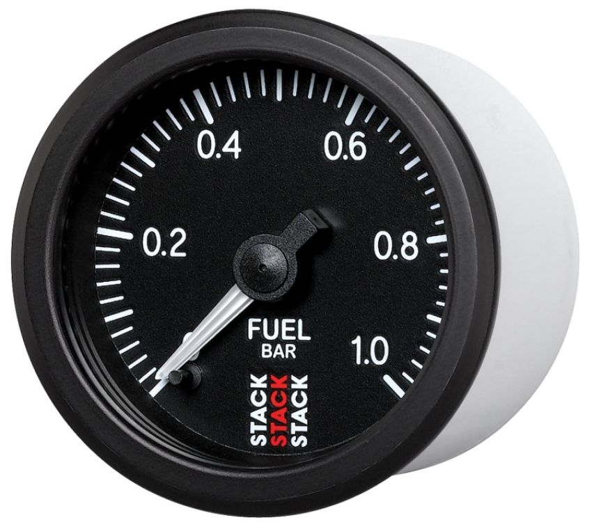 AutoMeter ST3303 Stack 52mm 0-1 Bar M10 Male Pro Stepper Motor Fuel Pressure Gauge - Black