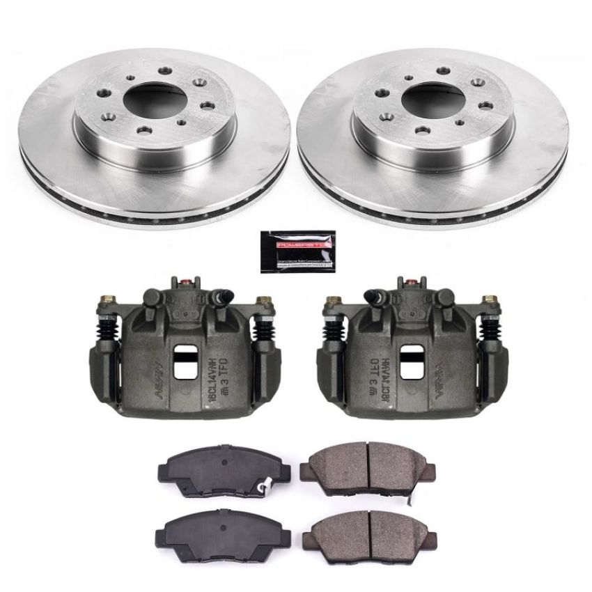 PowerStop KCOE7032A OE Stock Replacement Low-Dust Ceramic Brake Pad, Rotor and Caliper Kit