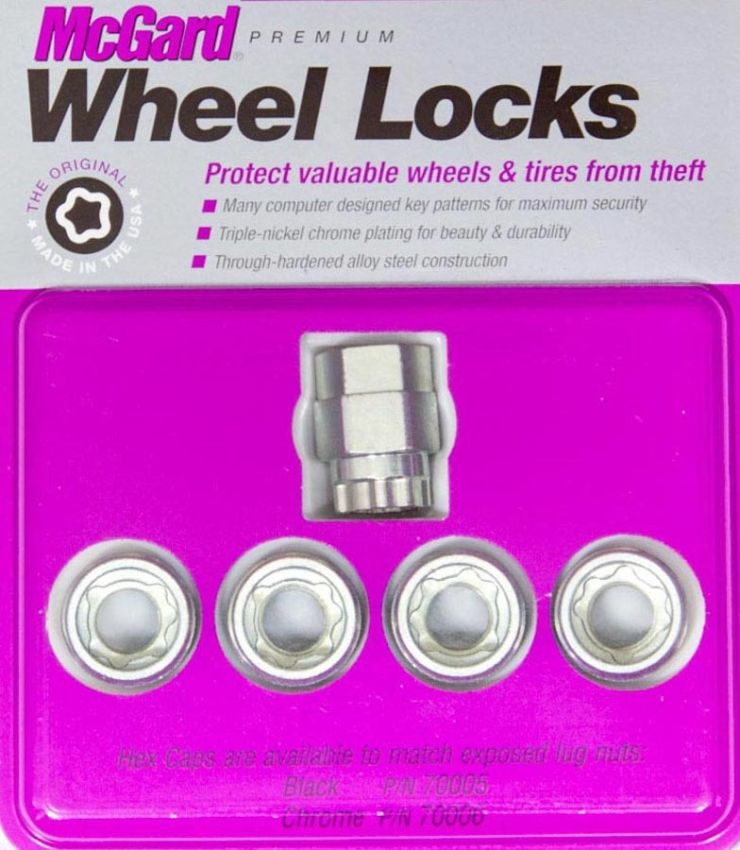McGard Wheel Lock Nut Set - 4pk. (Under Hub Cap / Cone Seat) M12X1.5 / 19mm & 21mm Hex / .775in. L