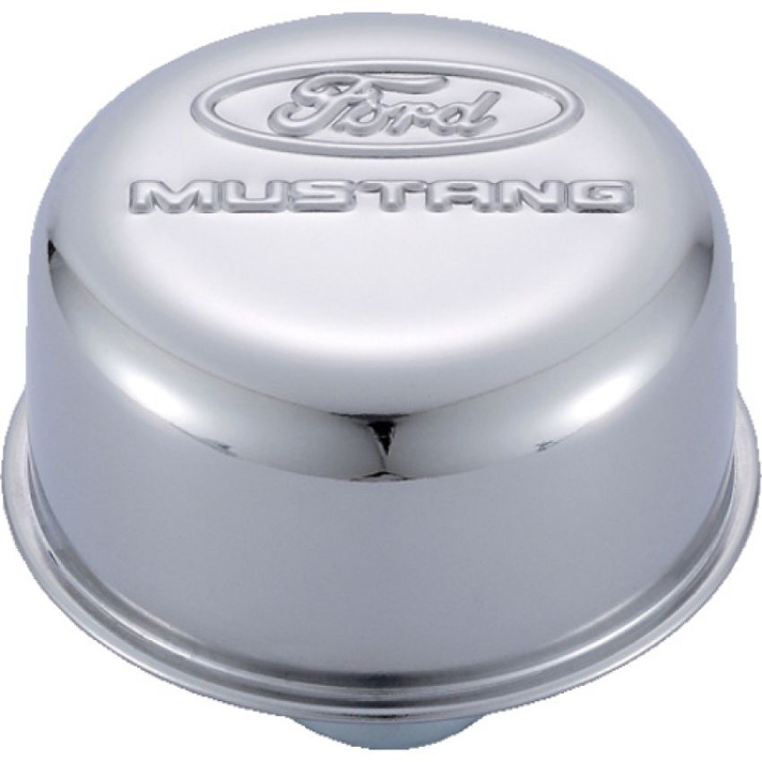 FORD FRD302-220 Chrome Steel Breather W/Ford Mustang Logo