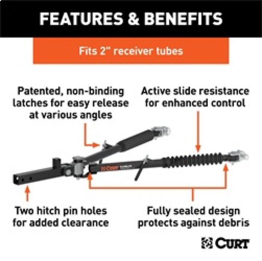 RockJock RJ-70001 Curt Rambler Steel RV Tow Bar 7500lbs 2in Shank