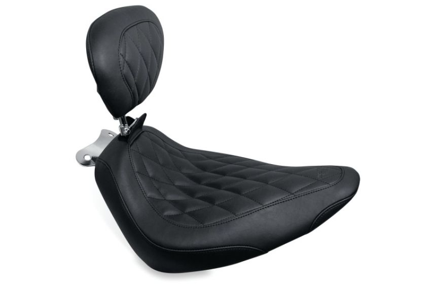 Mustang Motorcycle 79821 Mustang 00-15 Harley Softail Standard Rear Tire Wide Tripper Solo Seat w/Driver Backrest - Black