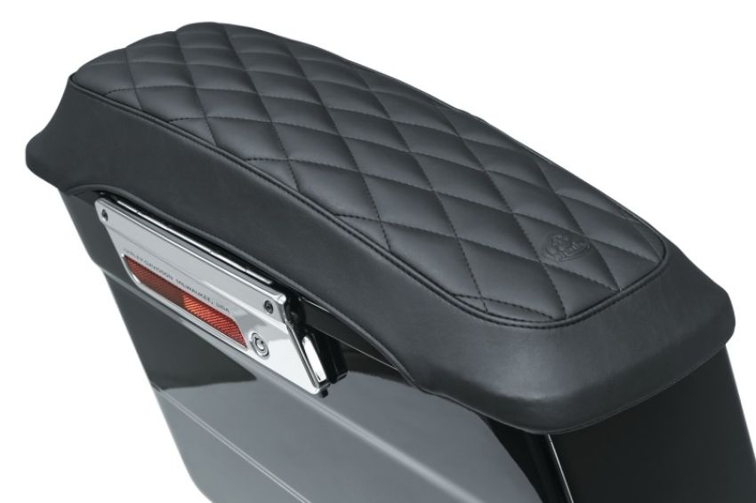 Mustang Motorcycle 77636 Mustang 93-13 Harley FL Touring Saddlebag Lid Covers Diamond Stitch - Black