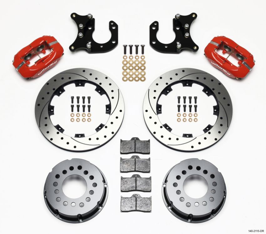 Wilwood 140-2115-DR Forged Dynalite P/S Rear Kit Drilled Red Big Ford 2.36in Offset