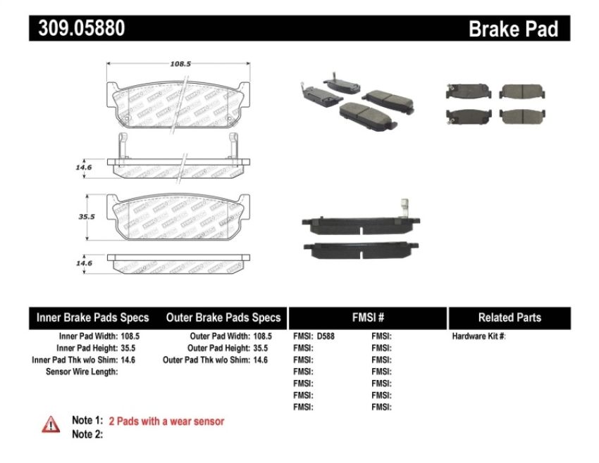 Stoptech 309.05880 Performance Brake Pads