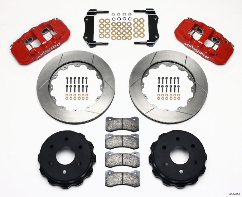 Wilwood 140-9407-R AERO4 RearTruck Kit 14.25in Red 1999-2010 GM 1500-SUV 1 Piston OE Caliper