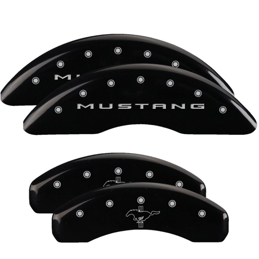 MGP 10204SMB2BK 4 Caliper Covers Engraved Front 2015/Mustang Engraved Rear 2015/Bar & Pony Black fnsh silver ch