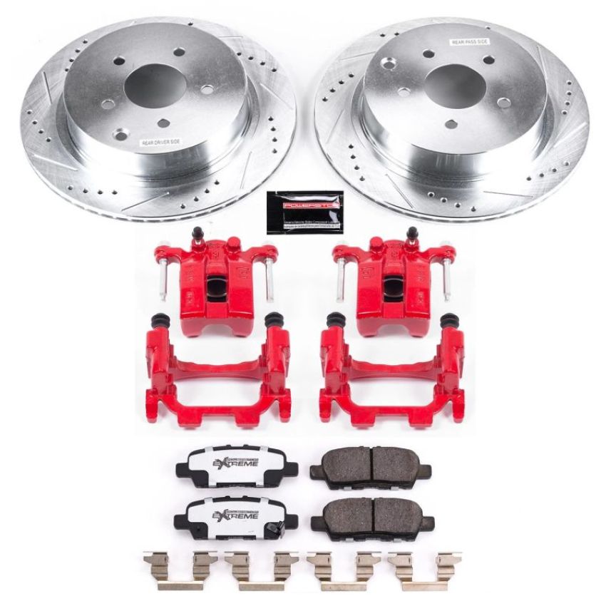PowerStop KC8021-26 Z26 Street Performance Ceramic Brake Pad, Drilled Slotted Rotor, and Caliper Kit