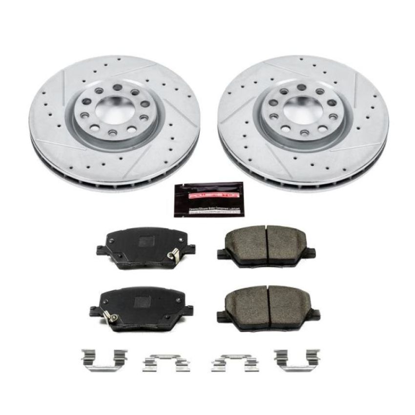 PowerStop K7299 Z23 Daily Driver Carbon-Fiber Ceramic Brake Pad and Drilled & Slotted Rotor Kit
