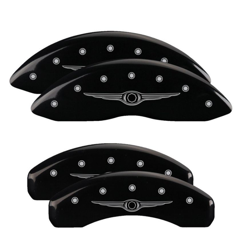 MGP 32009SCW1BK 4 Caliper Covers Engraved Front & Rear Style 1/Chrysler Wing Black finish silver ch