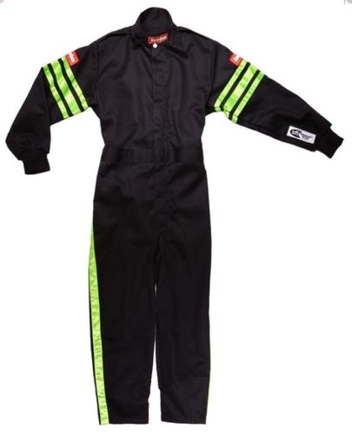 RACEQUIP RQP1950797 Black Suit Single Layer Kids XX-Large Green Trim