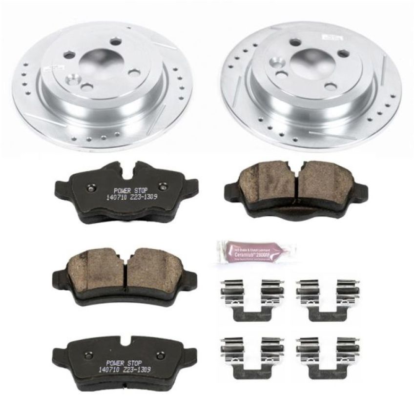 PowerStop K6281 Z23 Daily Driver Carbon-Fiber Ceramic Brake Pad and Drilled & Slotted Rotor Kit