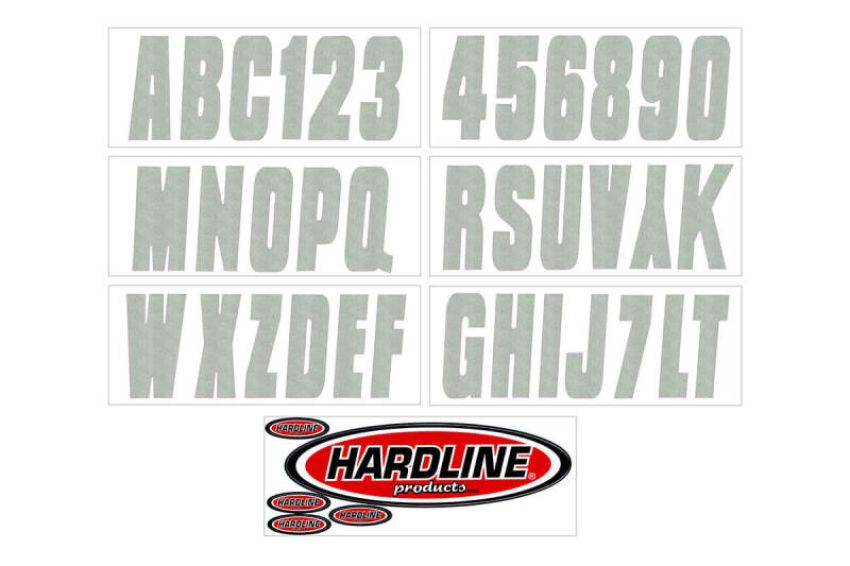 Hardline SIL350EC Boat Lettering Registration Kit 3 in. - 350 Silver Solid