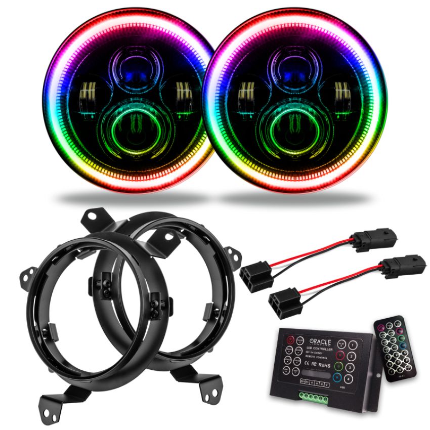 Oracle Lighting 5769J-333 Jeep Wrangler JL/Gladiator JT 7in. High Powered LED Headlights-ColorSHIFT 2.0