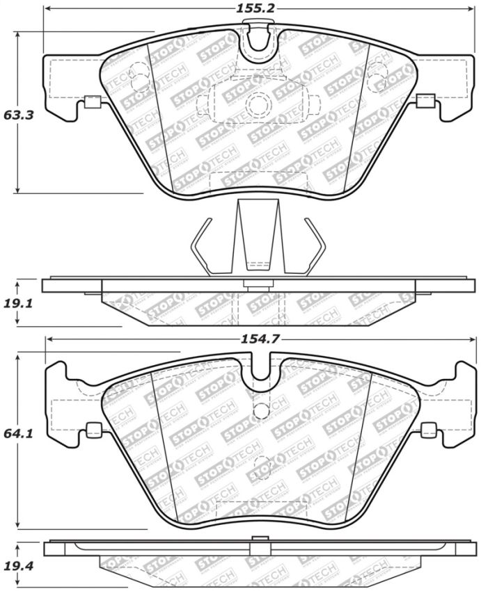 Stoptech 305.10610 06-16 BMW 325i Street Select Brake Pads - Front