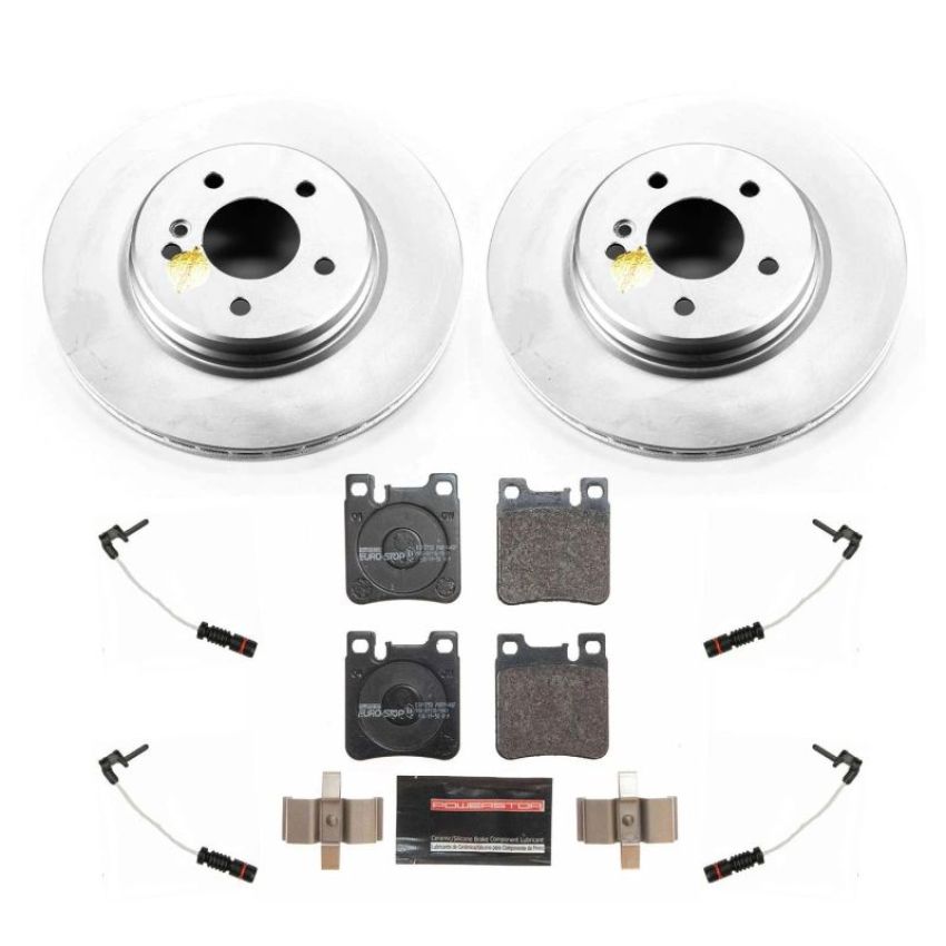 PowerStop ESK6472 Genuine Geomet Coated Rotors, ECE-R90 Brake Pads + Hardware Kit