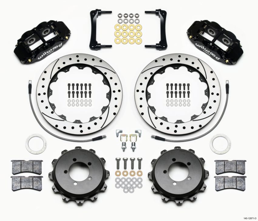 Wilwood 140-12871-D Narrow Superlite 4R Rear Kit 12.88in Drilled 2012-Up Toyota / Scion FRS w/Lines