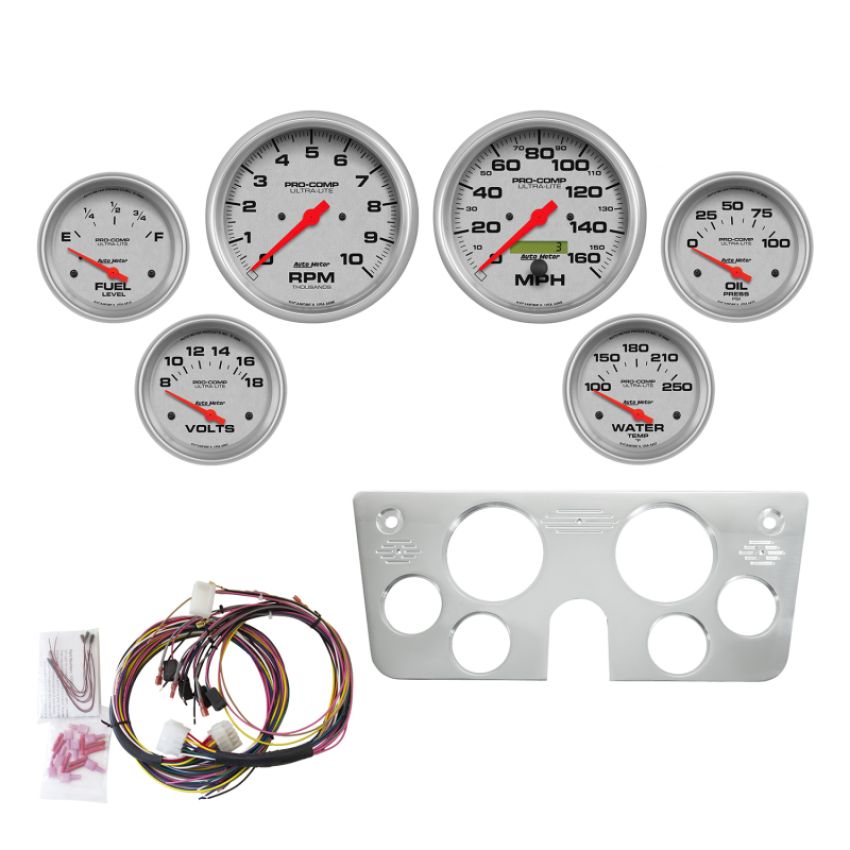 AutoMeter 7045-UL DIRECT FIT DASH KIT, CHEVY TRUCK 67-72, TACH/MPH/FUEL/OILP/WTMP/VOLT, ULTRA-LITE