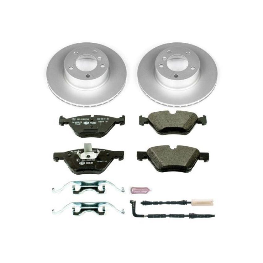 PowerStop ESK4590 Genuine Geomet Coated Rotors, ECE-R90 Brake Pads + Hardware Kit