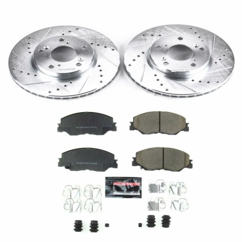 PowerStop K8318 Z23 Daily Driver Carbon-Fiber Ceramic Brake Pad and Drilled & Slotted Rotor Kit
