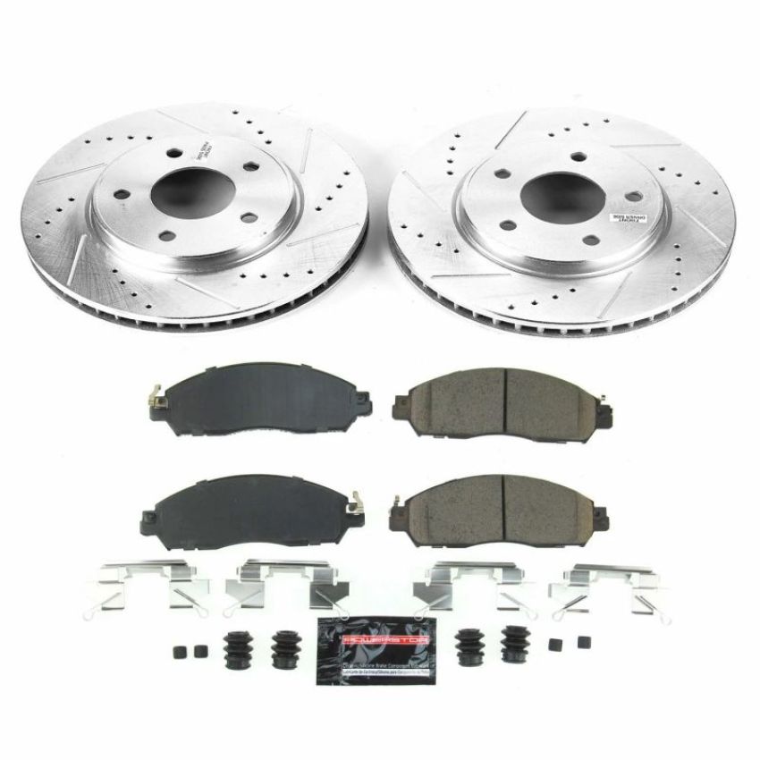 PowerStop K8275 Z23 Daily Driver Carbon-Fiber Ceramic Brake Pad and Drilled & Slotted Rotor Kit