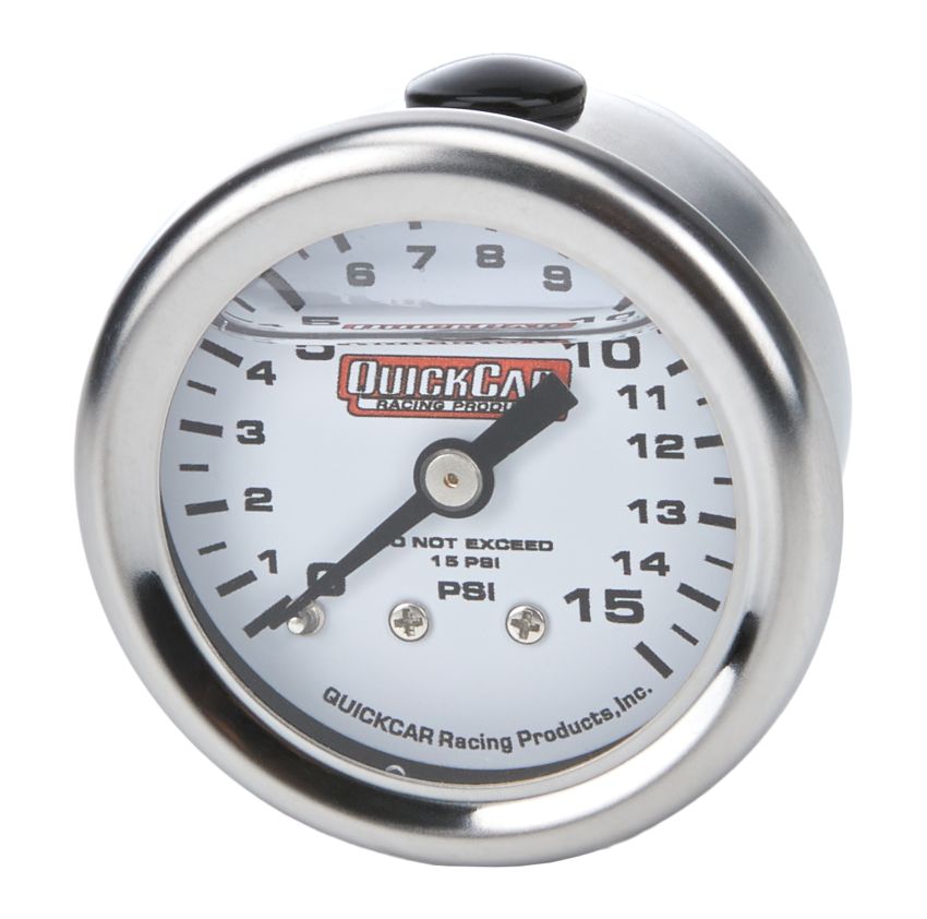 QUICKCAR RACING PRODUCTS QRP611-9015 Pressure Gauge 0-15 PSI 1.5in Liquid Filled
