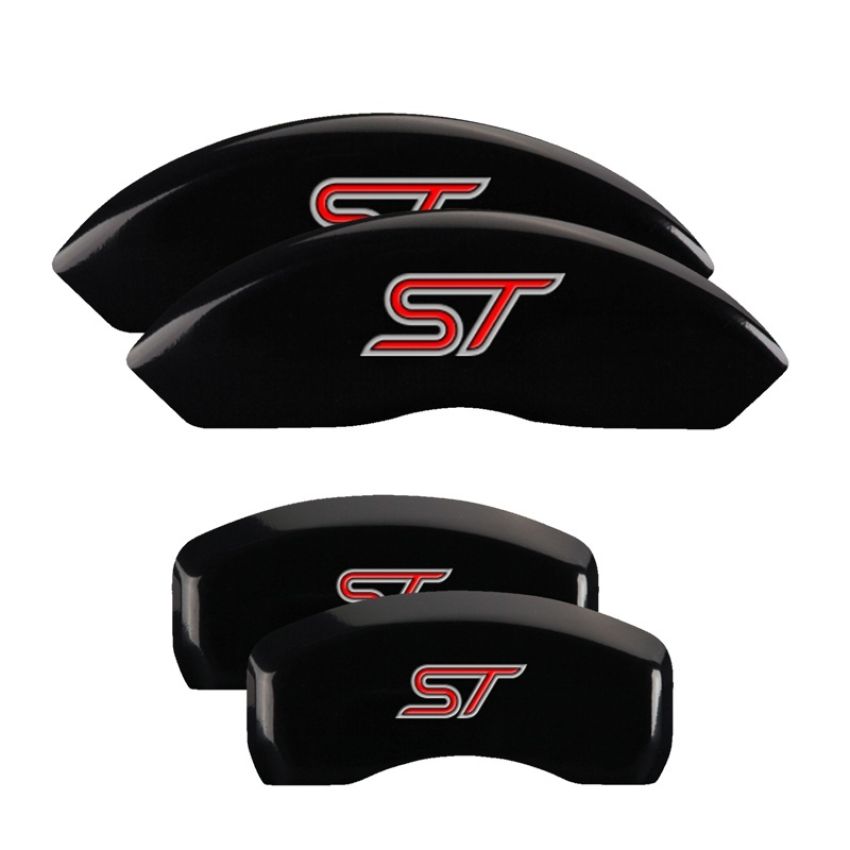 MGP 10231SST1BK 4 Caliper Covers Engraved Front & Rear No bolts/ST Black finish silver ch
