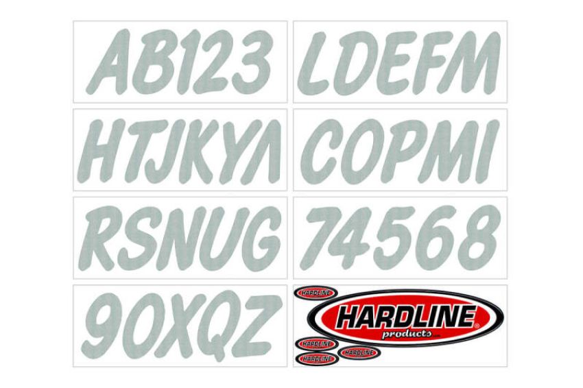 Hardline SIL400EC Boat Lettering Registration Kit 3 in. - 400 Silver Solid