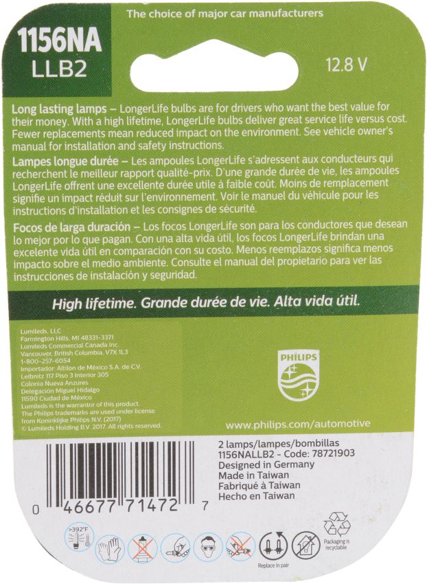 Philips 1156NALLB2 Philips LongerLife Miniature 1156NALL