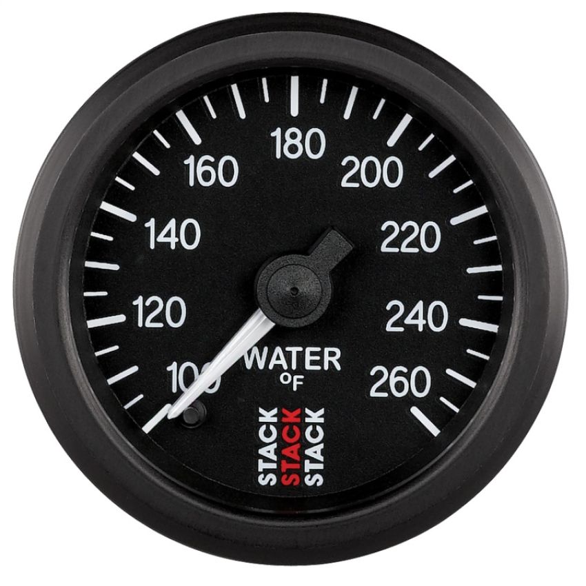 AutoMeter ST3308 Stack 52mm 100-260 Deg F 1/8in NPTF Male Pro Stepper Motor Water Temp Gauge - Black