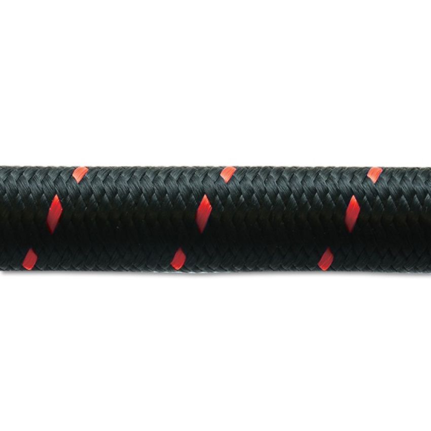 Vibrant Performance 11962R 2ft Roll of Black Red Nylon Braid Flex hose; AN Size: -12; Hose ID: 0.68