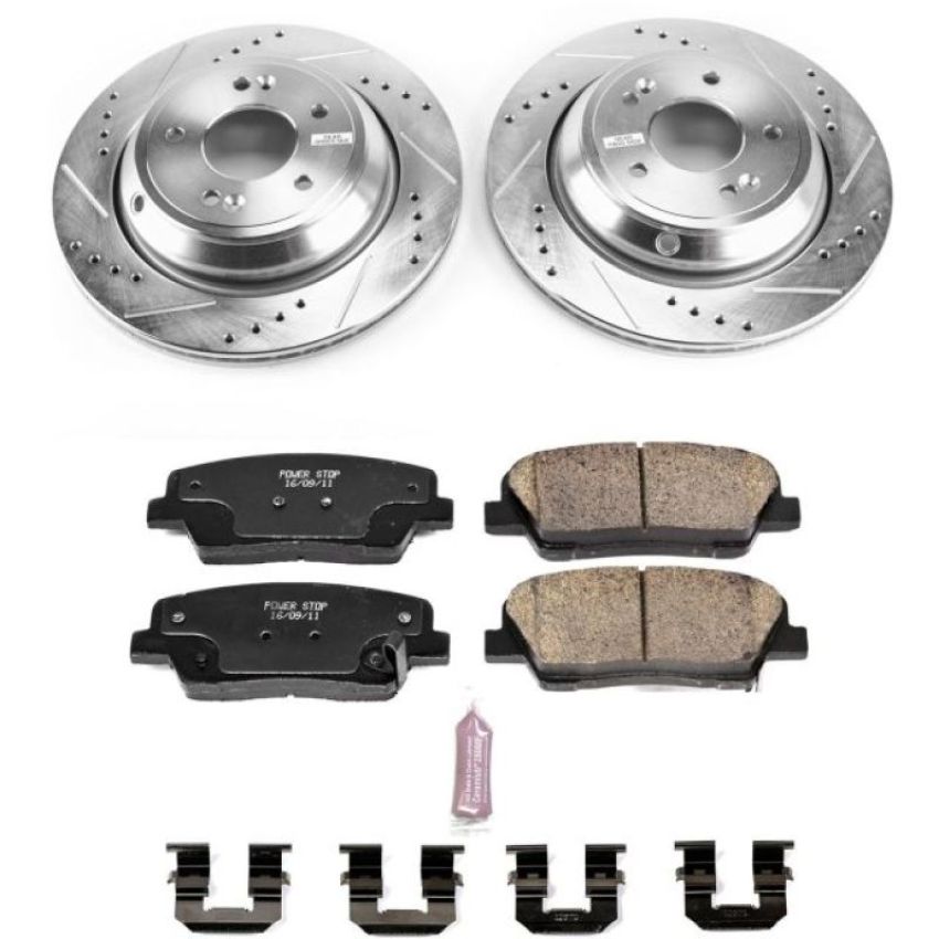 PowerStop K7341 Z23 Daily Driver Carbon-Fiber Ceramic Brake Pad and Drilled & Slotted Rotor Kit