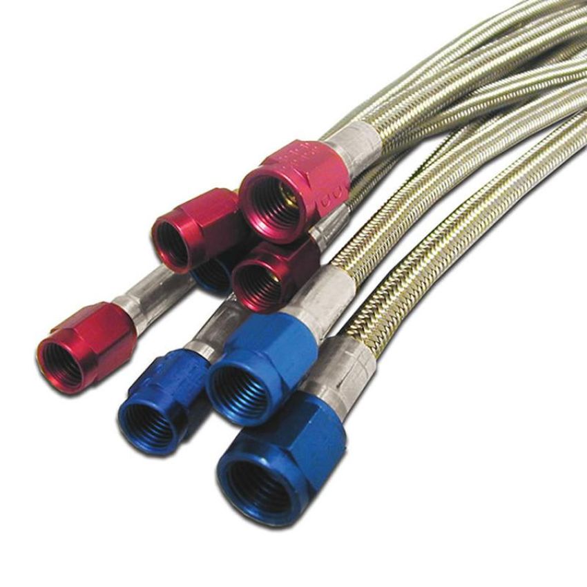 Nitrous Express 12019 6AN (18IN) STAINLESS STEEL BRAIDED HOSE (RED)