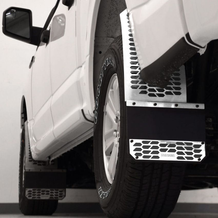 Putco 78030 17-20 Ford SuperDuty - Set of 2 (Excl Dually Rear) Mud Skins - Polished SS w/ Hex Shield