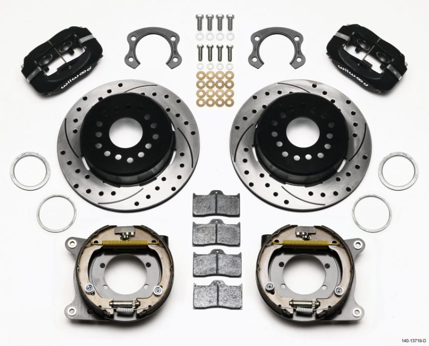 Wilwood 140-13719-D Forged Dynalite P/S Park Brake Kit Drilled Ford 8.8 Special w/2.50in Offset-5 Lug