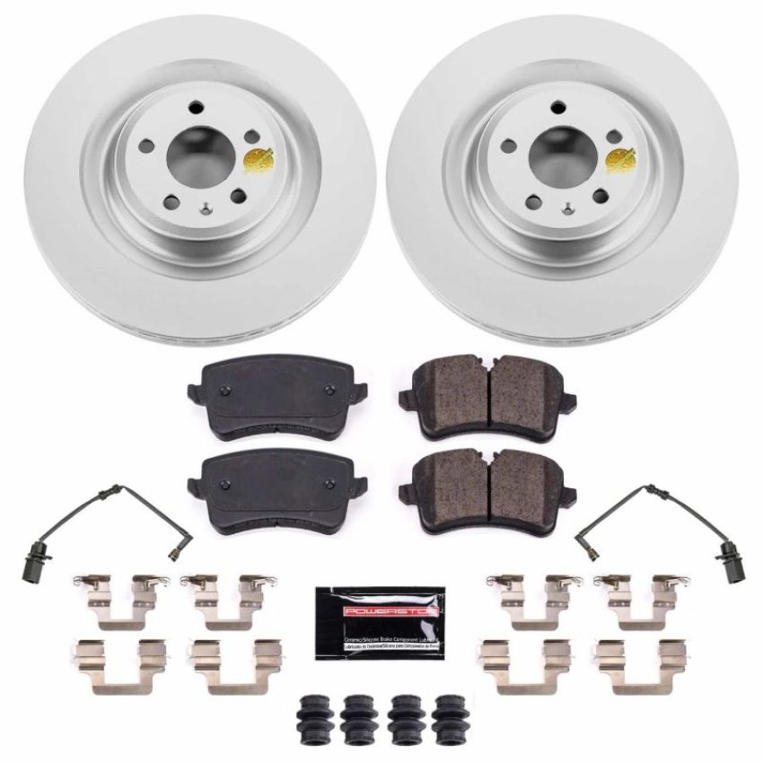 PowerStop CRK8486 Genuine Geomet Coated Rotor and Carbon-Fiber Ceramic Brake Pad Kit