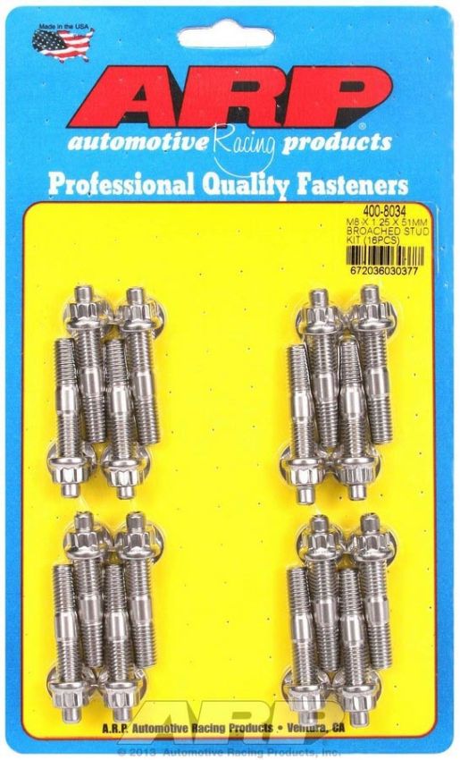 ARP ARP400-8034 S/S Stud & Nut Kit (16) 8mm x 1.25in x  51mm