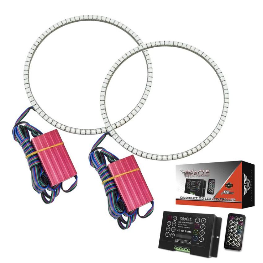 Oracle Lighting 1214-333 Wrangler JL/Gladiator JT LED Surface Mount Headlight Halo Kit - ColorSHIFT 2.0