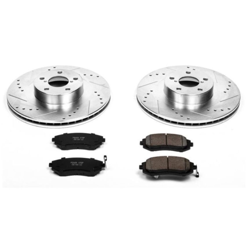 PowerStop K2373 Z23 Daily Driver Carbon-Fiber Ceramic Brake Pad and Drilled & Slotted Rotor Kit