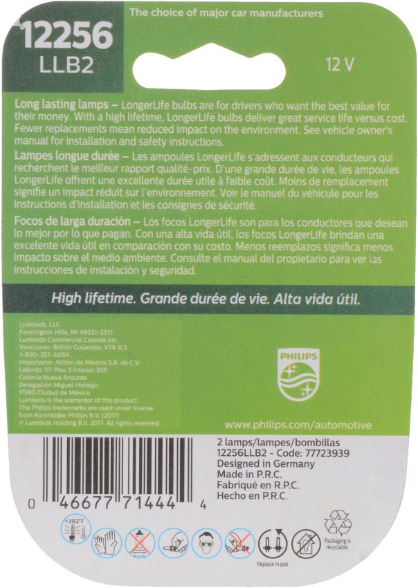 Philips 12256LLB2 Philips LongerLife Miniature 12256LL