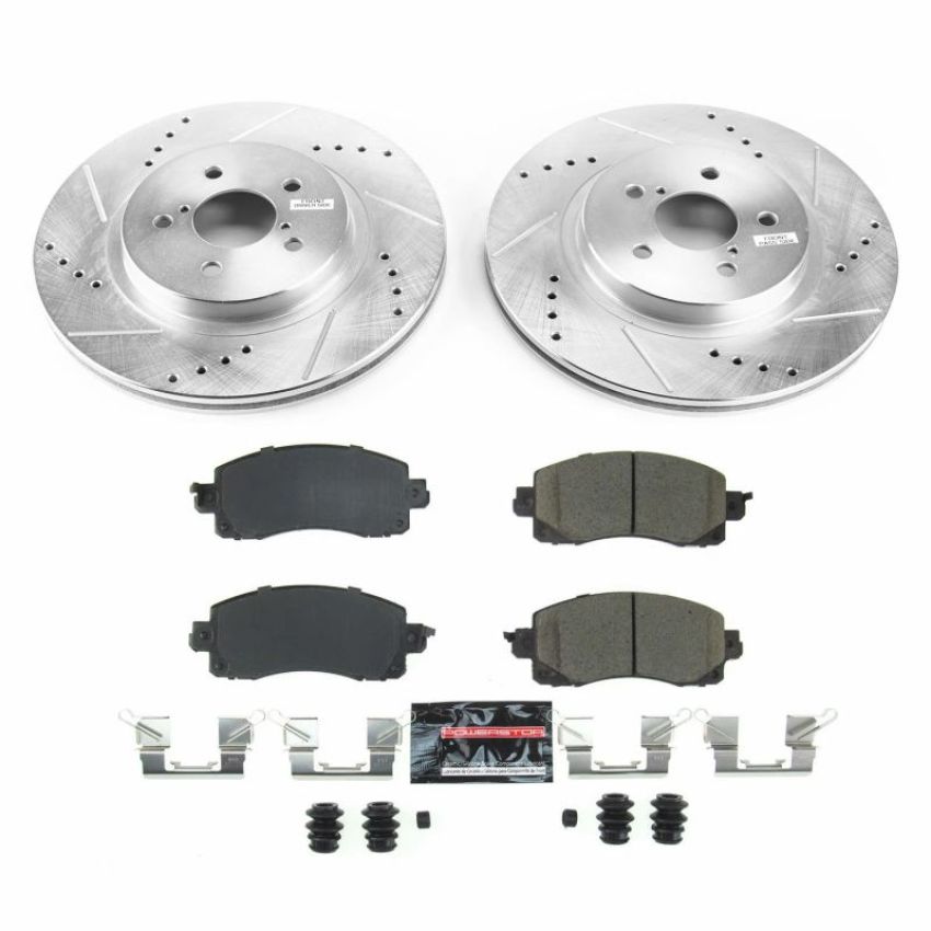 PowerStop K7892 Z23 Daily Driver Carbon-Fiber Ceramic Brake Pad and Drilled & Slotted Rotor Kit