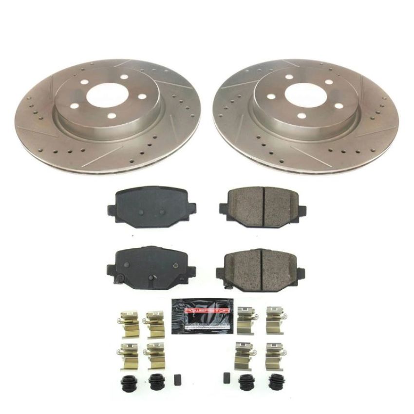 PowerStop K8432 Z23 Daily Driver Carbon-Fiber Ceramic Brake Pad and Drilled & Slotted Rotor Kit